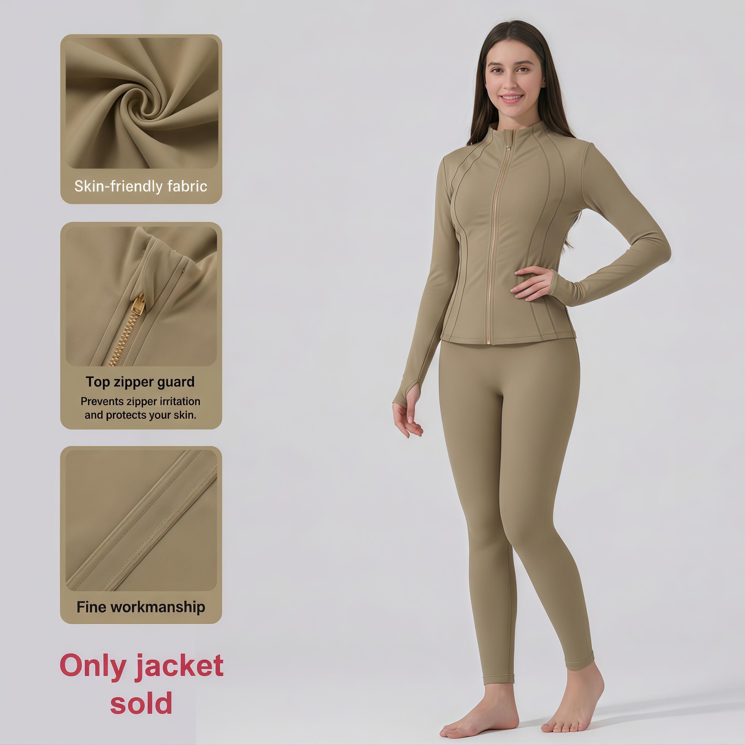 MG1 Women's Thumb Hole Zip Up Sports Jacket, Long Sleeve Active Outerwear Thumbholes Design, Casual Wear for Women Activewear Blazer