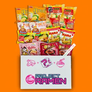 Random Chicken Ramen Mystery Box of (16 Packs Total) 8 Variety Noodle Brands Project Ramen Food Instant