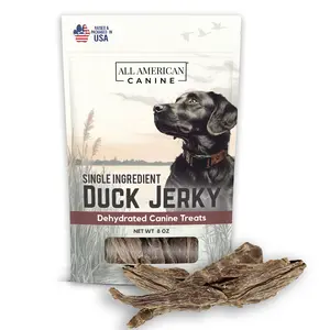 Duck Jerky, Natural Single Ingredient, Chewy Digestible Low-Fat Dehydrated Meat Dog Treats Made in USA. for Training, Rewarding, Teeth Cleaning