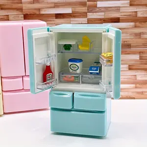 1pc Miniature Refrigerator for Dollhouse Kitchen - Plastic, No Electricity Needed, Featherless, Realistic Two-Door Design with Colorful Finishes