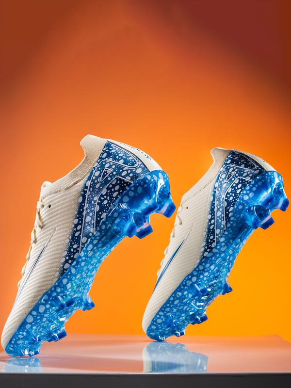 Parent-Child Leopard Print Soccer Shoes, Soccer Cleats, Breathable Knit Material, Professional Long Nails, Sporty Style, All Seasons