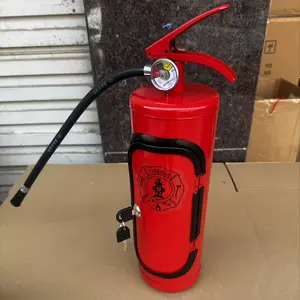 Unique Fire Extinguisher Shape Metal Bottle Rack, 15.75 Inch, with Accents, Glass Container Storage, Home Decor, Indoor/outdoor Use, Camping, Picnic