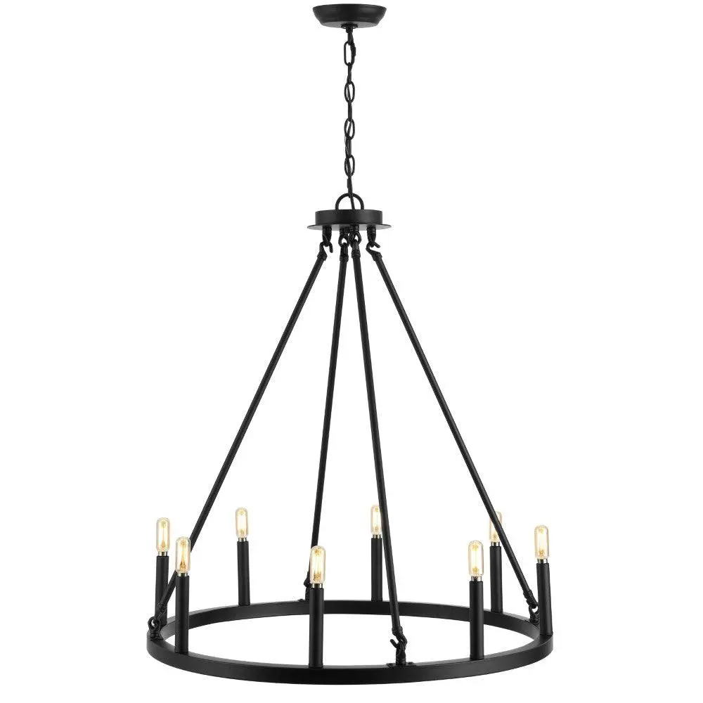 JONATHAN Y Oberto Ring Iron Rustic Farmhouse LED Chandelier, Indoor Lighting, Dimmable Ceiling Lights, Home Decor Light