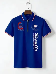 Summer men's full-body digital print Polo with zipper design + breathable fabric, super comfortable.