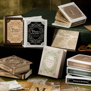 80 Sheets/book Card Paper, Lightweight Material, Pocket Poem Series Decorative Paper, Hand Accountant Stationery Water Bottle Multi-Scene Decoration, Scrapbook Materials, Scrapbooking Crafts