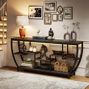 Tribesigns 70.9 Inch Long Sofa Table with Shelves, Ample Storage, Industrial Entryway Table TV Stand, Behind Couch Table, for Living Room, Hallway