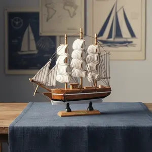 Wooden Sailboat Model Ship Bluenose Scale Replica Schooner Sailboat Decor Medium Statue Gift Ornaments
