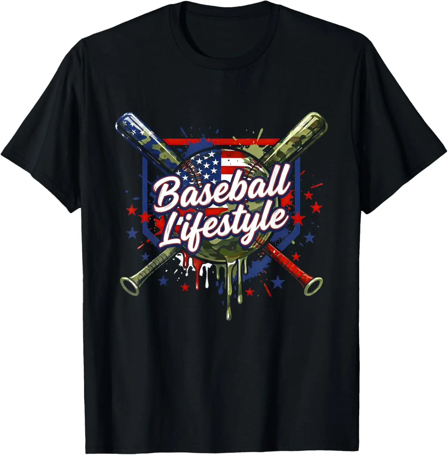 Camo Baseball Drip Ice Cream Apparel Youth Baseball Boys Youth Boys T-Shirt Cotton Fabric