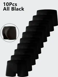 Men's Solid Color Boxer Brief, Casual Comfy Breathable Underwear for Daily Wear, Men's Underwear for All Seasons, Casual Sports Underwear