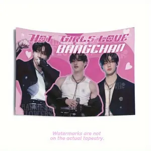 2D Printing Bangchan Stray | Hot Girls Concert Flag, Kpop Banner, Fabric Decor with Random Grommet Colors Home Decor Gifts Outdoor Gatherings