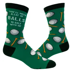 Mens Funny Golf Socks Sports Crews for Guys with Fun Clubhouse Sayings Funny Graphic Socks Comfortable Fitted Spandex Cotton