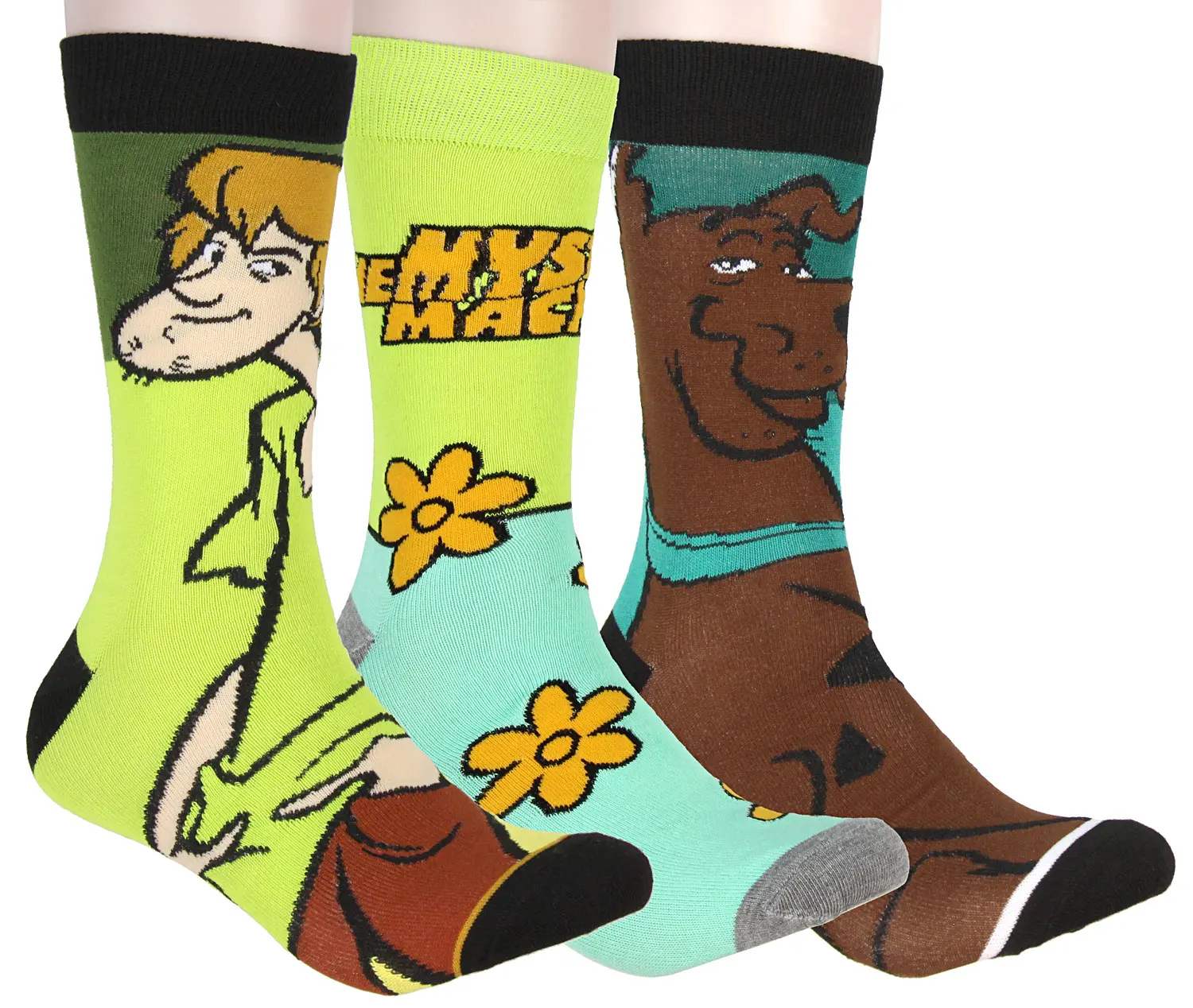 Bioworld Scooby-Doo! Socks Adult Mystery Machine Scooby Shaggy Character 3 Pack Mid-Calf Crew Socks