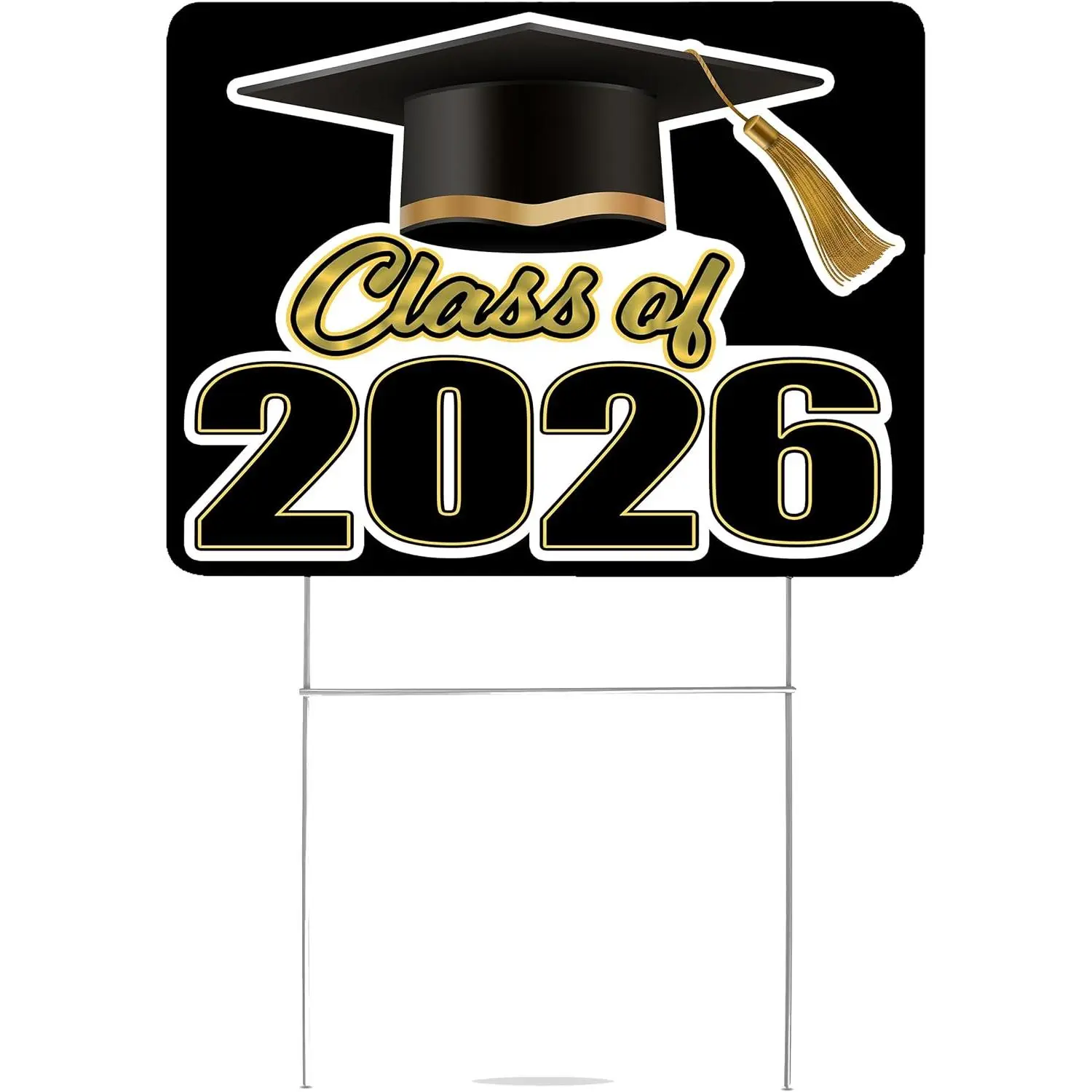 Congratulations Class of 2026 Graduation Yard Sign  Decor Lawn Decoration With Stake Senior High School College Graduate Black
