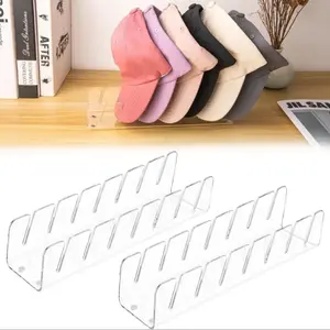 Baseball Cap Display & Storage Rack - 2 Piece Set, New Year Acrylic Hat Stand, Holds 14 Caps, Suitable for Bedroom, Dressing Table, Closet, Acrylic Hat Holder