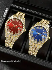 Men's Business Fashion Casual High-Quality Quartz Analog Watch Set 2pcs, Multiple Color Combinations, Perfect Gift for Daily Party Birthday Christmas Halloween Back-To-School Season Business Fashion Watches