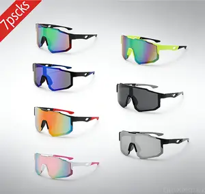 7 pairs of outdoor sports cycling windproof sun visor sunglasses for men and women, European and American style colorful motorcycle large frame slim sunglasses for sun protection, fishing, travel, cycling SpringStatements