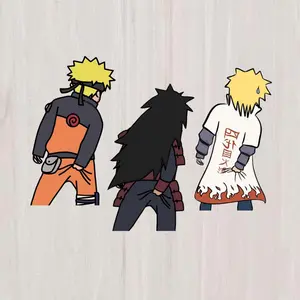 Blond Ninja & Spiky Hair Warriors Funny Back Pose Sticker, Anime Vinyl Sticker for Laptop, Car, Water Bottle, Notebook Decor