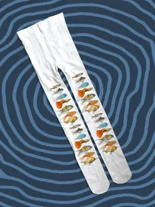Vintage Style Fish Print Pantyhose, Tights, Unique Goldfish Pattern Stockings, Trendy Streetwear, Eye-Catching Fashion Accessory