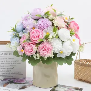 Boho Peony Artificial Flowers, Real Touch Silk Peonies, Spring Fake Floral Bouquets, Faux Flower Bouquet, Home Table Centerpieces, Wedding Party Decor, Home Decor Accessory