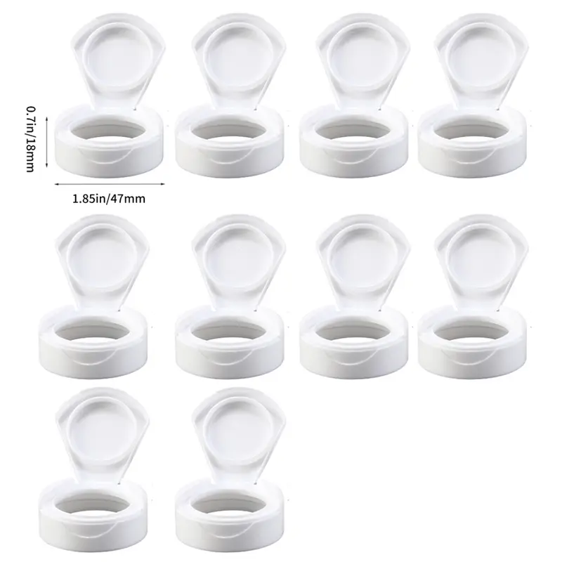 ten white 1.85-inch lids