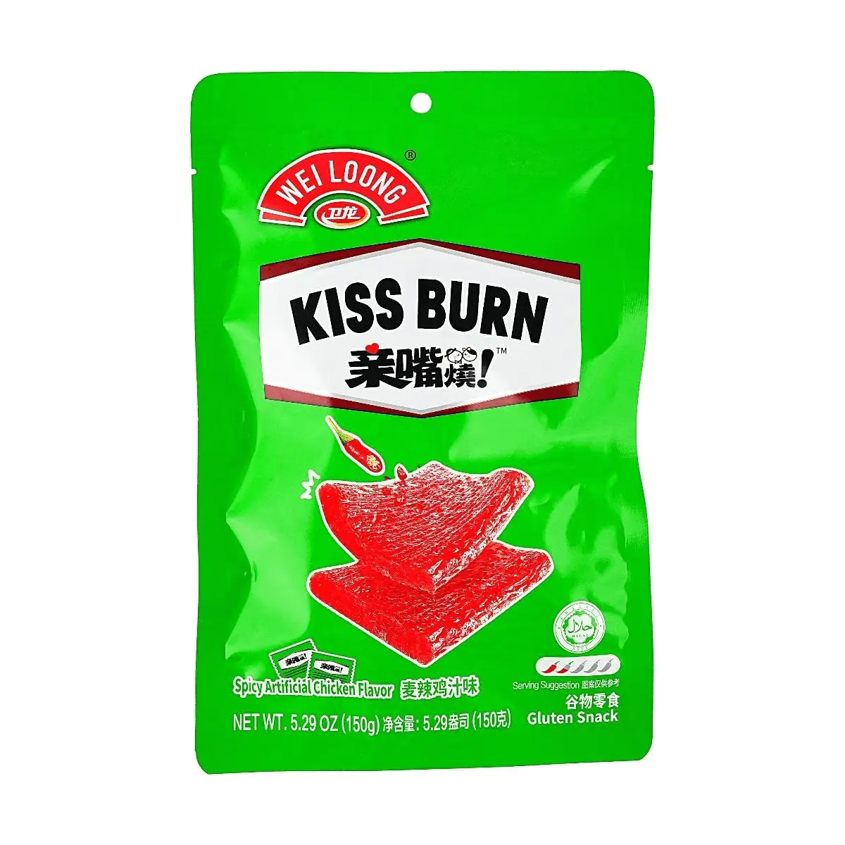 Weilong Spicy Strips - "Kiss" Flavor (Mala Chicken Juice) - 150g - Nostalgic Childhood Snack, Authentic Chinese Street Food, Savory & Chewy