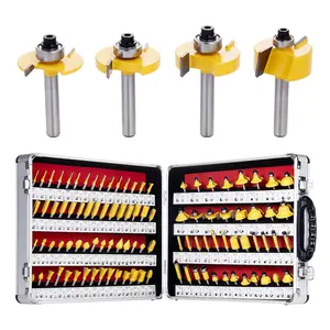 100 Pieces Router Bit Set, Router Bits 1/4 Inch Shank with Aluminum Storage Case Tungsten Carbide Router Bits Kit for Professional Woodworking