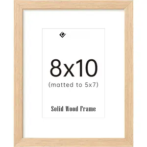 8x10 Picture Frame,  Solid Wooden Picture Frames, Display 5x7 with Mat or 8 x 10 Without Mat, Wall or Tabletop, 1 Pack,