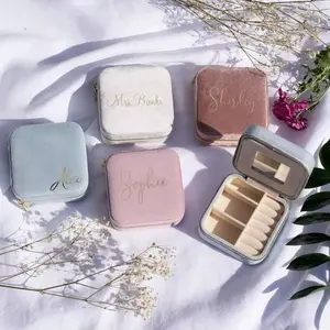 Personalized Jewelry Box • Wedding Favors • Custom Name Velvet Travel Jewelry Case • Bridesmaid gifts•Wedding Favors •birthday gifts