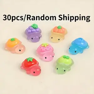 30pcs Random Resin Colorful Glow-In-The-Dark Turtle DIY Accessories, Creative Hair Accessory, Keychain Pendant, Car Decoration