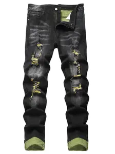 Men's Ripped Jeans,Slim Fit Distressed Straight Leg Fashion Denim Pants