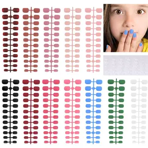 TOROKOM 288 Pieces Press on Nails 12 Matte Colors Short Square Full Cover Fake Nails for Kids Girls DIY False Toenails Multicolor ABS Material Easy Apply Mommy & Me Valentine Nails Kit