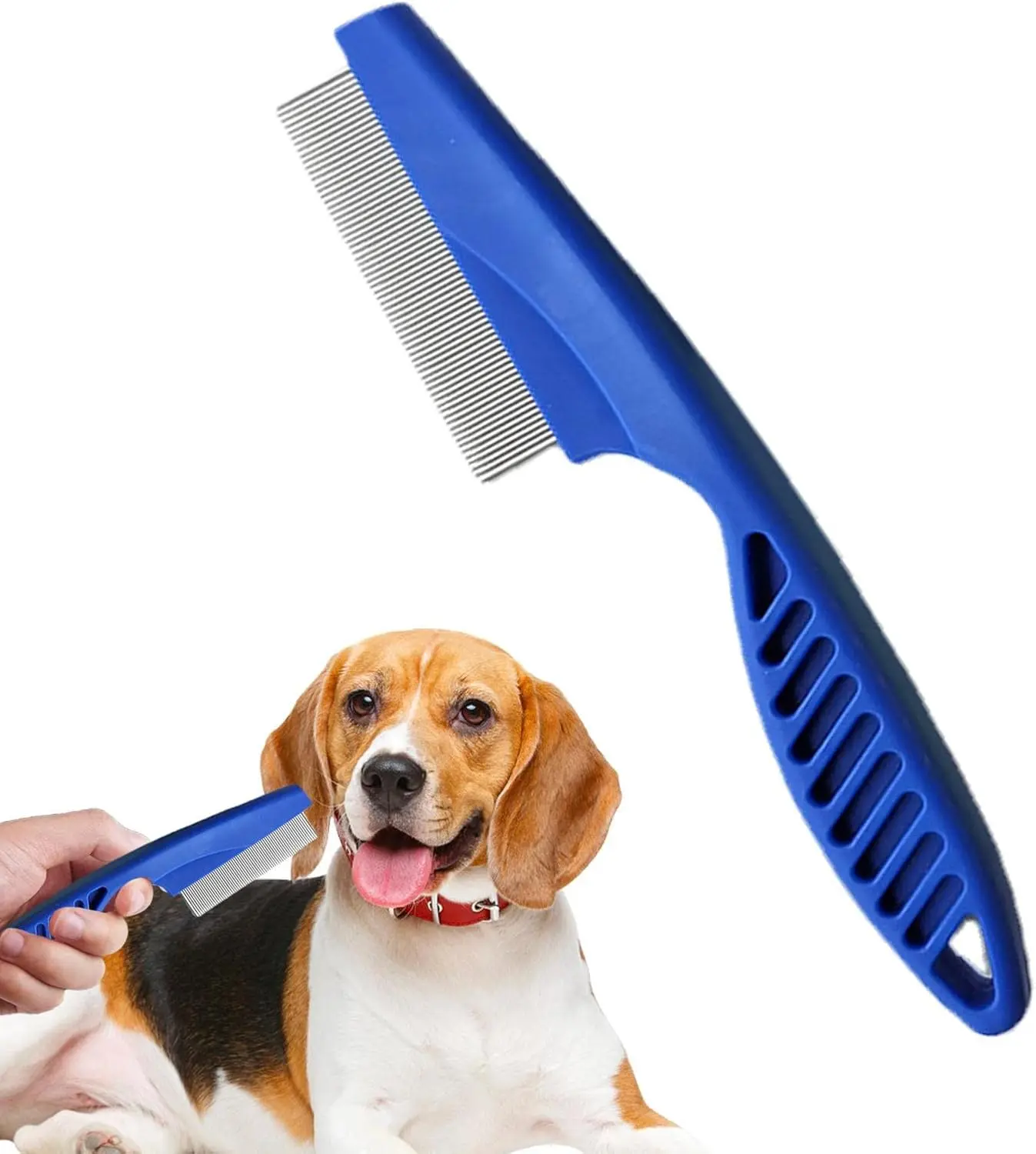 Blue & Pink Pet Flea Comb – Fine Tooth Grooming Tool for Cats & Dogs, Easy Daily Fur Care Comb for Long & Short Hair Pets