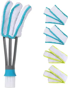Blind Duster Cleaner with 5 Microfiber Sleeves – Window Blind Cleaning Brush for AC Vents, Ceiling Fans, Shutters & Dust Removal Tool
