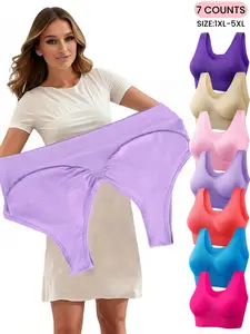 Spring&Summer Women's Plus Size Seamless Bralette Bra, Soft Comfortable Wide Strap Crop Top, U-Shape Back,Casual Basic Top,No Padding,Lady Underwear for Everyday Wear,All Season