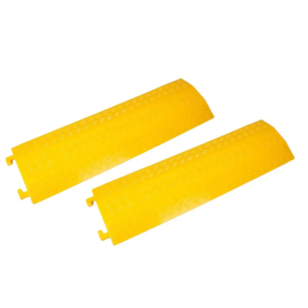 Heavy Duty Wire Cable Ramp Cover – 2 Pack | 38.6 Inch Polyethylene Cord Protector with 2000 lbs Load Capacity - Yellow Safety Cable Cover for Indoor Outdoor Use