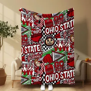 Ohio State University Themed Pattern Blanket, Soft Warm Throw Blanket, Air-conditioned Room Blanket, Warm Nap Blanket for Home & Office  Thin Blanket Dream Workshop