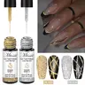 MTSSII 2pcs Gold and Silver Reflective Glitter Liner Gel Nail Polish, Bright Sparkling French Tips UV Light Gel, Semi-Permanent Nail Products, Nail Art, Nail Polish Pen, Shimmer Manicure