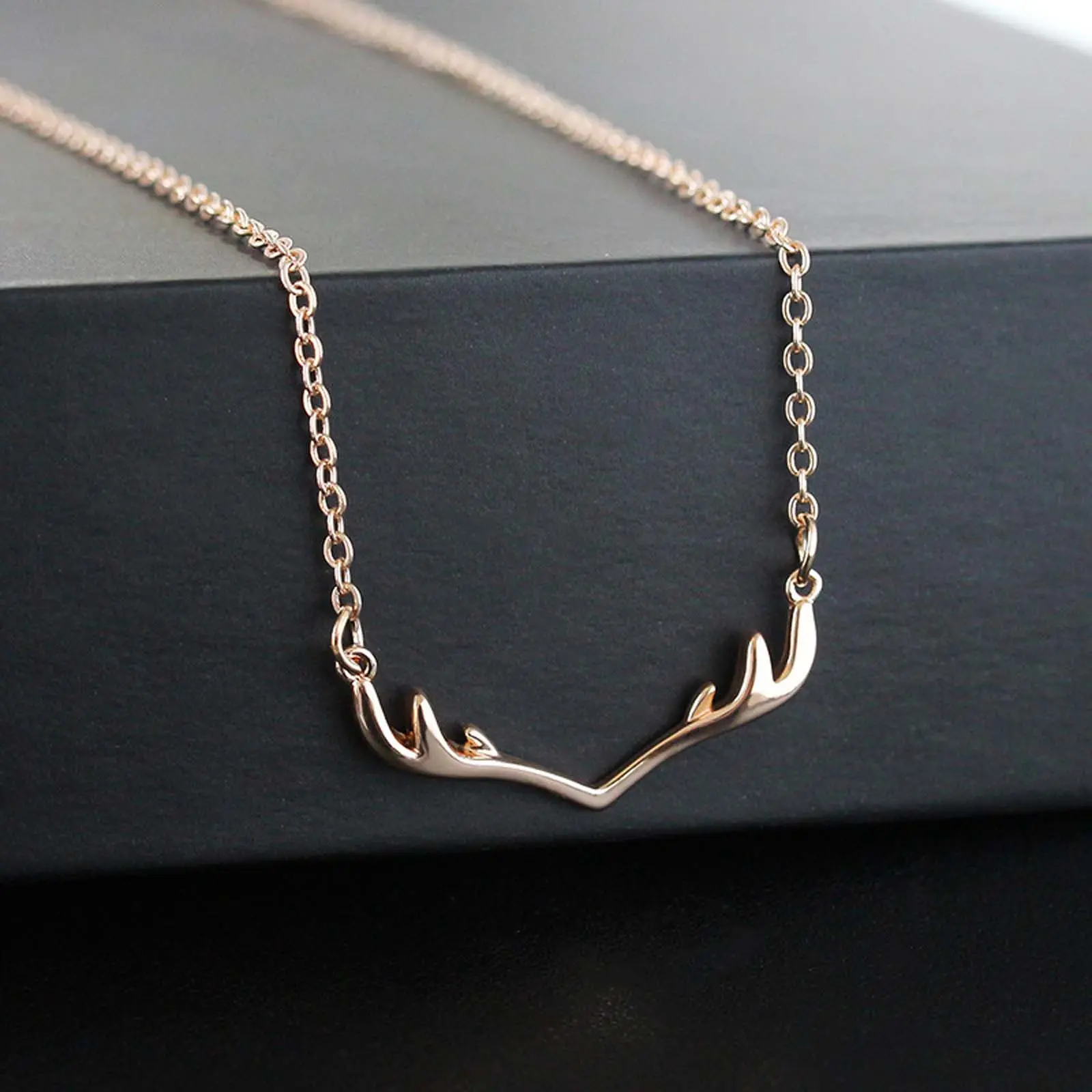 Multicolor titanium steel antler shape necklace female clavicle chain jewelry