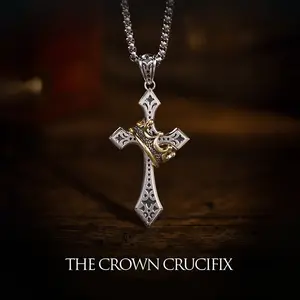 Crown Cross Necklace Classic Cross Necklace Men's Daily Wear Gift
