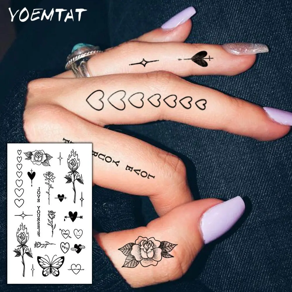 Rose Flower & Butterfly Pattern Temporary Tattoos Stickers, Waterproof Fake Tattoo Sticker, Body Art Decoration for Women & Men, Body Fake Tattoos