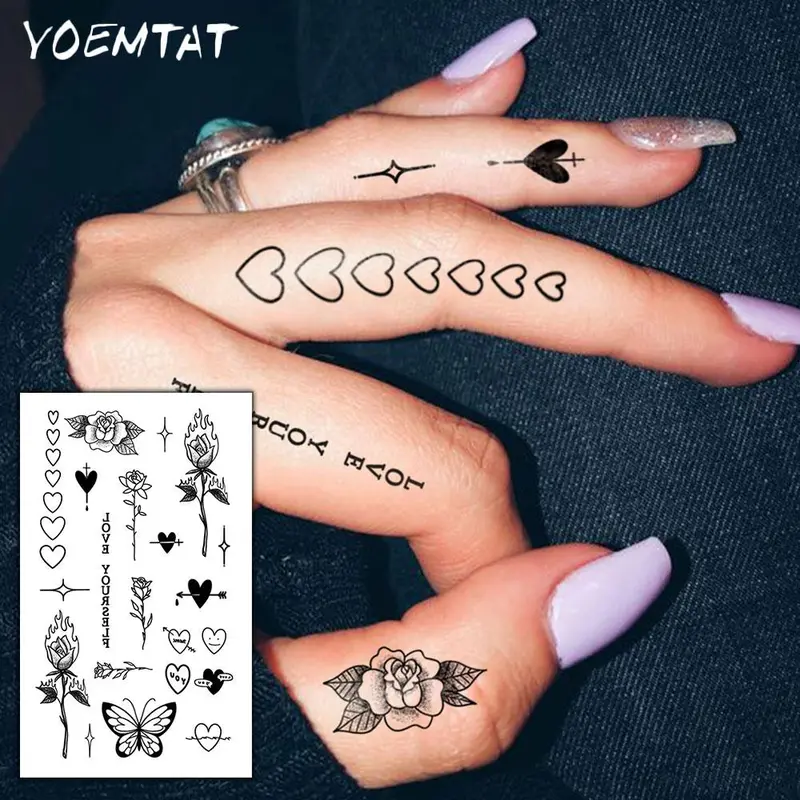Rose Flower & Butterfly Pattern Temporary Tattoos Stickers, Waterproof Fake Tattoo Sticker, Body Art Decoration for Women & Men, Body Fake Tattoos