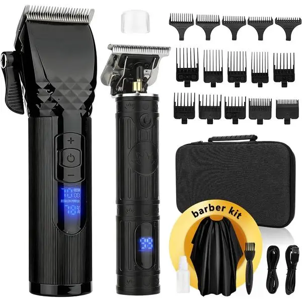 Men Cordless Hair Clipper & T-Blade Trimmer Set,2in1Grooming Kit