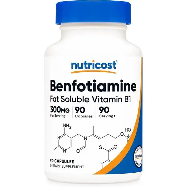 Nutricost Benfotiamine 300mg Bioavailable Capsules (90 Count) - Fat-Soluble B Vitamin Daily Vitamin Supplement, Gluten-Free, Non-GMO, Vegetarian-Friendly, Body Health Support
