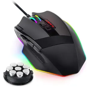 X-MUP08   M801 Gaming Mouse, RGB PC Gaming Mouse MMO with 9 Programmable Buttons Macro Recording, 16000 DPI, Fire Button for Gaming Windows Computer - Wired, Black