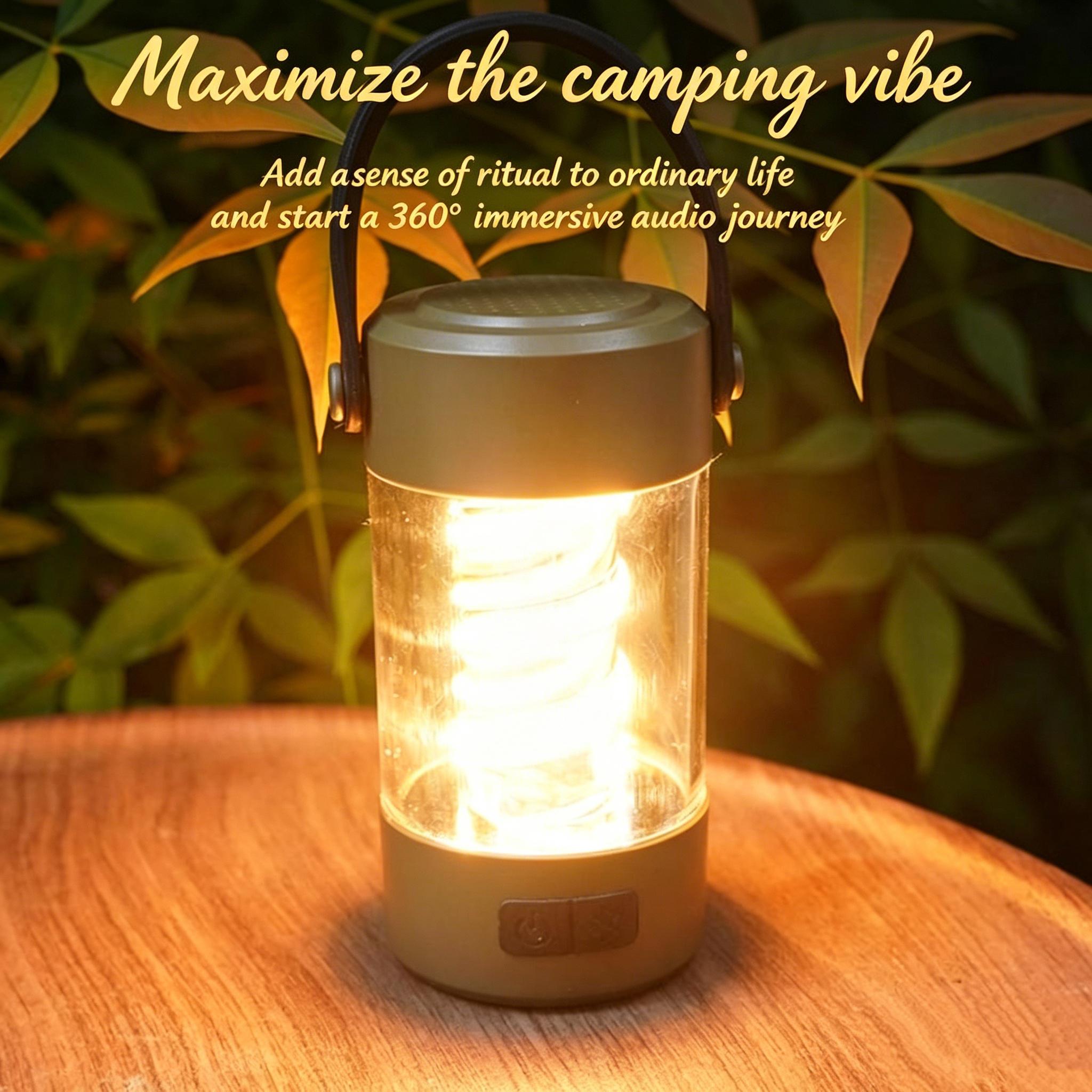 Rechargeable LED Hanging Camping Lantern, Ultra Bright Waterproof Camping Light Strip with Bluetooth Speaker, Portable Emergency Flashlight, Solar Powered Dimmable Outdoor Lamp for Hiking, Camping, Backpacking,  Outdoor Emergency Use