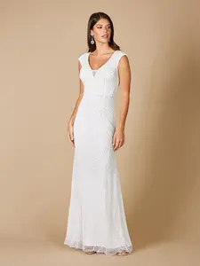 Lara Gwen Beaded Short Sleeve Wedding Dress