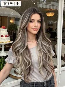 Topshe 13x6 Wavy Lace Frontal Wig, HD Frontal Lace, Synthetic Hair with Baby Hair, Comfortable Natural Look, Multi-Functional Daily Wear