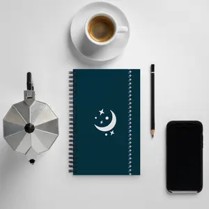 Moon and Stars 5.5" x 8.5" Spiral Notebook Soft-touch Coating 140 Dotted Pages great for Note Taking and Traveling