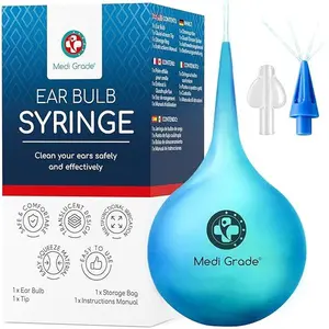 Medi Grade Ear Bulb Syringe 75ml (2.54 fl oz) – Quad Stream Ear Syringe for Ear Irrigation - Gentle Earwax Removal Tool – Bulb Syringe Ear Wax - with Travel Friendly Ear Cleaning Kit