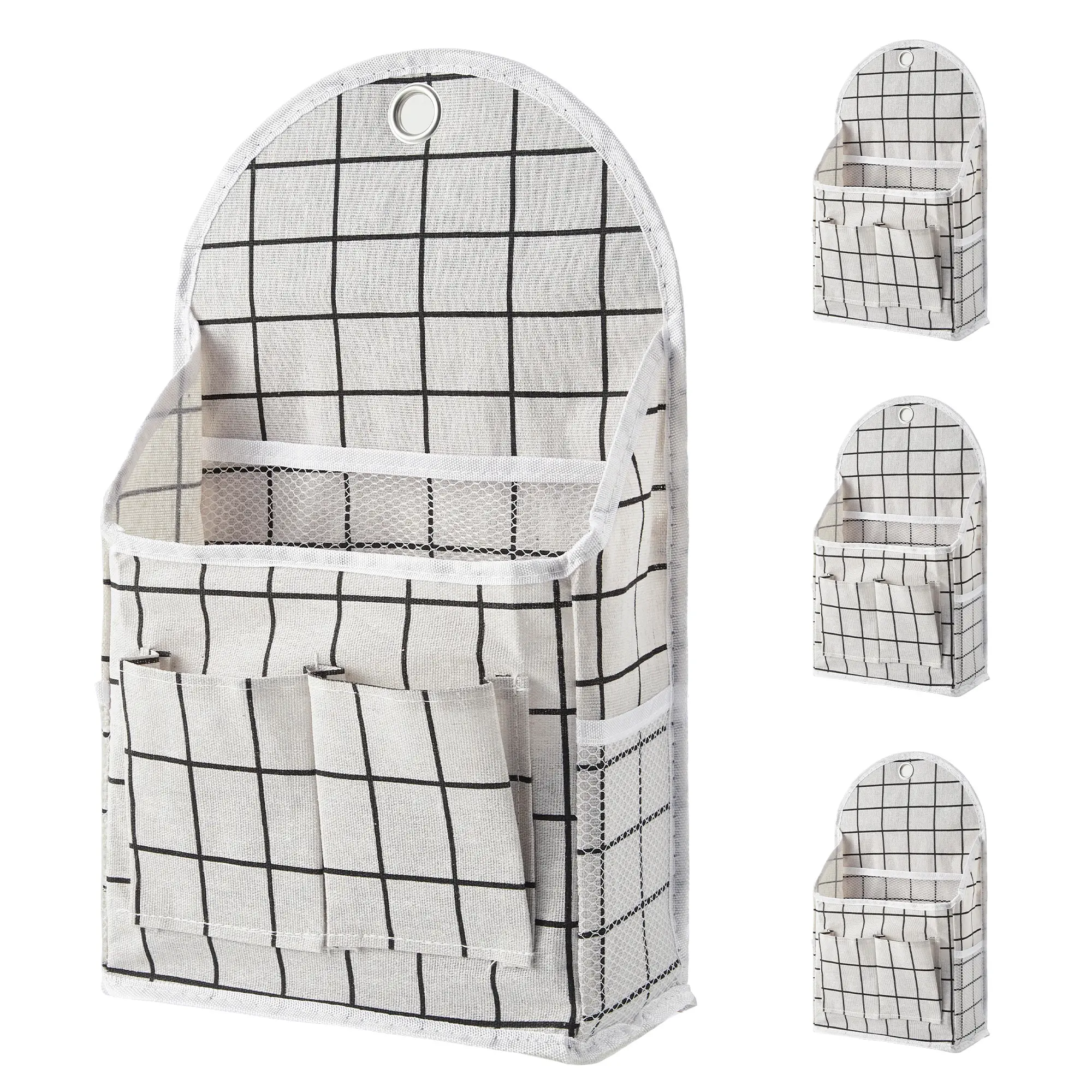 Transform Your Cluttered Closet! 4-Pack Cotton Linen Hanging Organizer Bags with Waterproof Coating & Mesh Pockets. Maximize Vertical Space for Dorms, Apartments & Bedrooms. Store Clothes, Socks & Accessories with Easy Wall Mounted Setup.